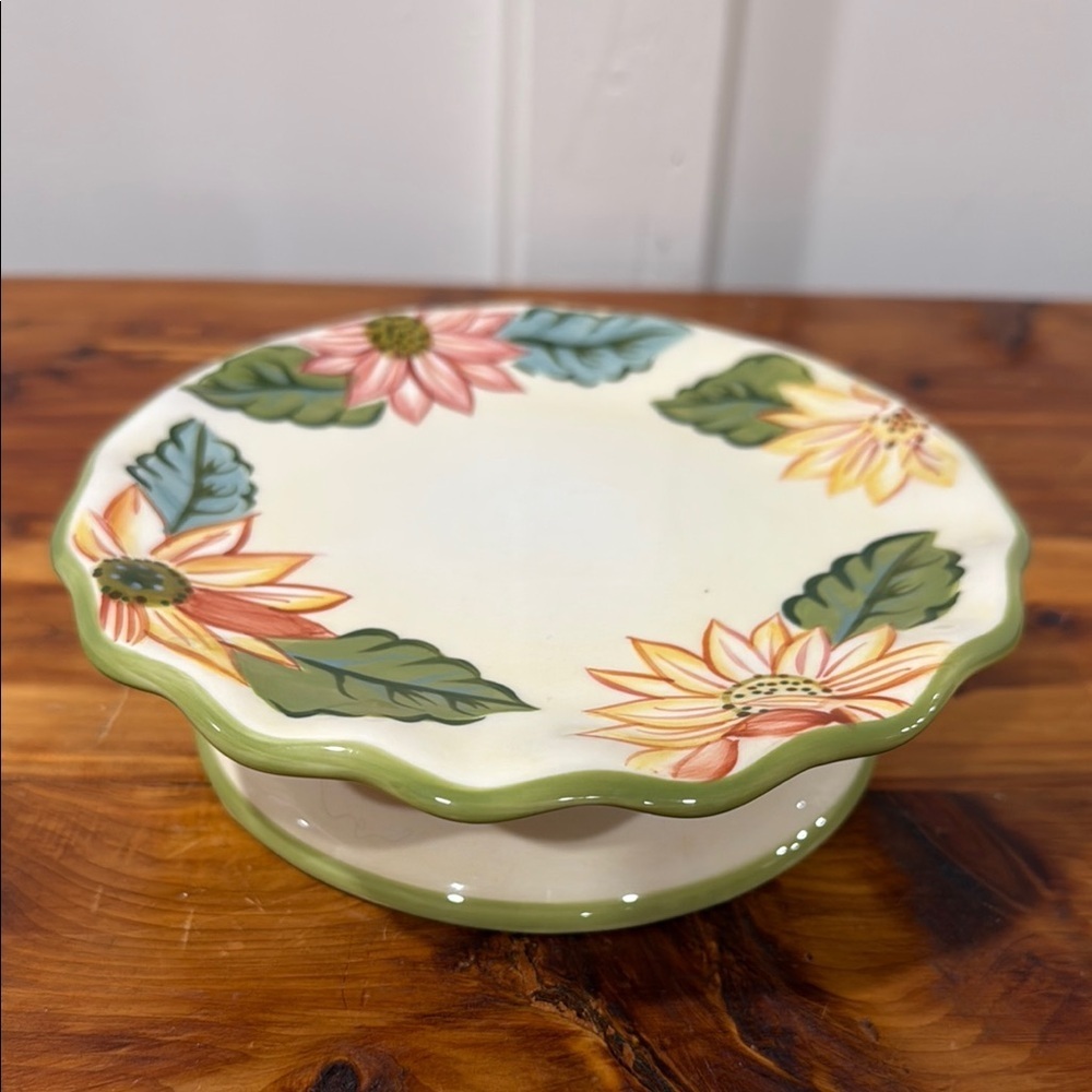 Longaberger Floral Ceramic Pedestal Candle Stand